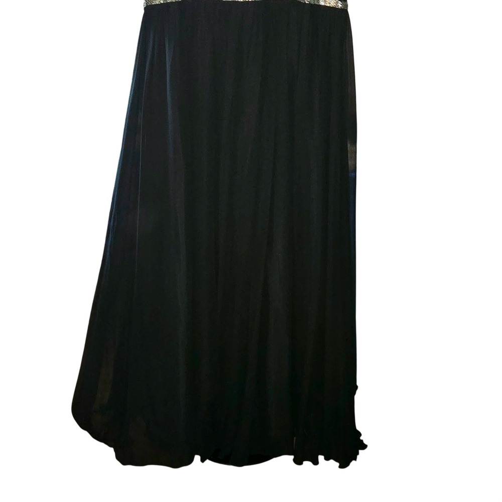 Alyce Designs VTG Gown Womens Sz 12 Black & Blue Sequin Beaded Silk Formal Dress - Picture 3 of 12